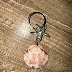 Seashell & Starfish Keychain - Pink Shell Accent